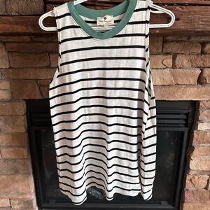 Striped Sleeveless Top with Green Trim